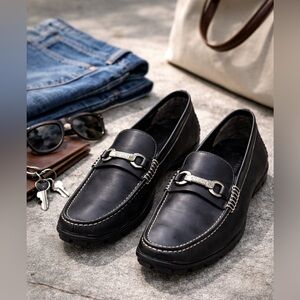 👞 GUCCI Men’s Black Leather Horsebit Loafers Lug Sole EU 47 / US 13 🇮🇹